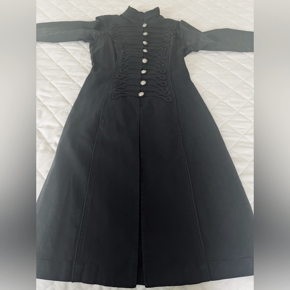 Tripp NYC Black denim jacket blazer long Military band coat cord embroidery US S - Picture 9 of 16